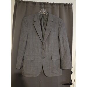 Jos A Bank Grey Plaid Blazer, Men's 41R Sport Coat, Wool Sport Jacket, Business